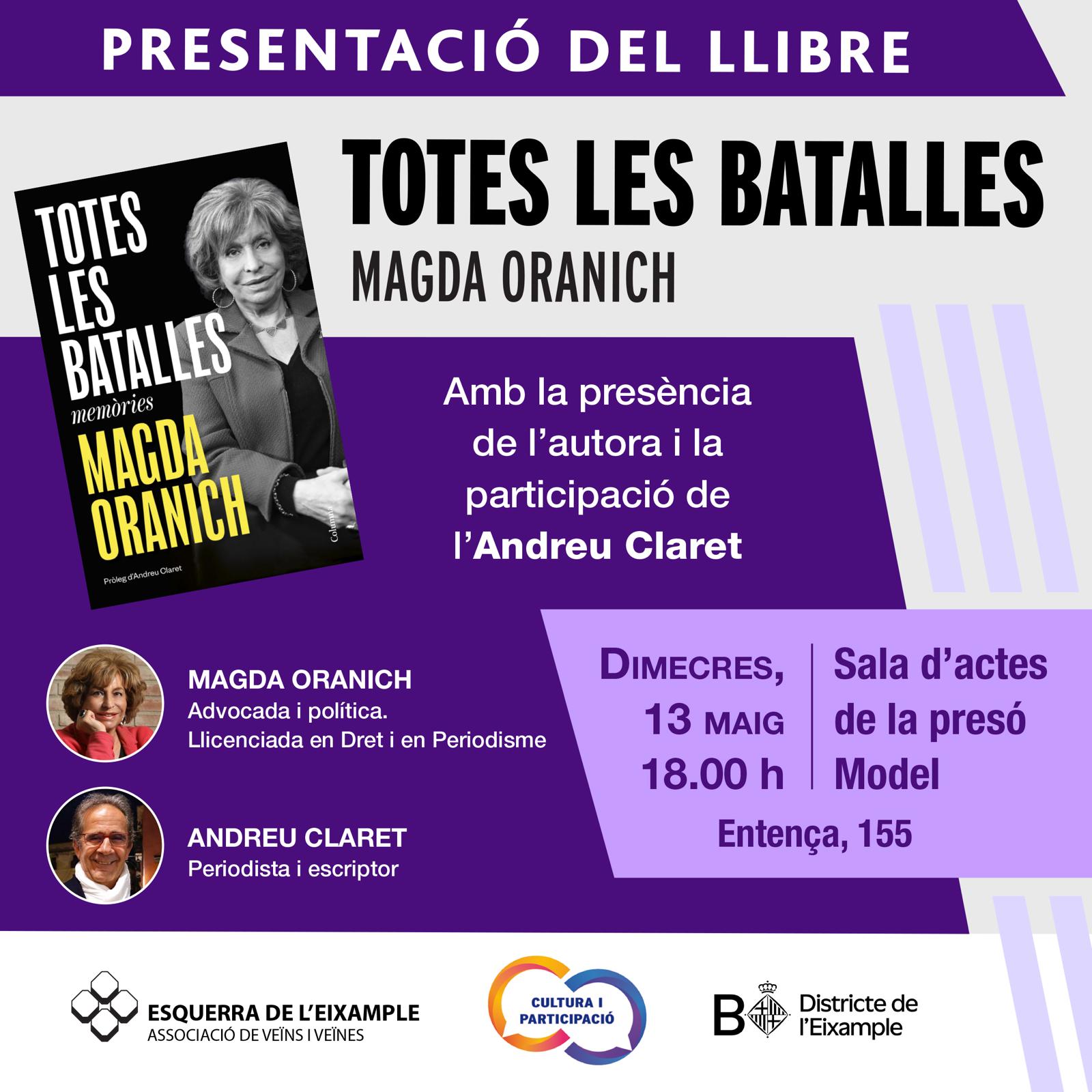 Presentació del llibre: Totes les Batalles de Magda Oranich