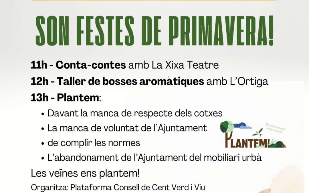 Mercat de Pagès,  Contacontes infantil, Tallers d’olors, Acció de Plantem  i dinar de Festa Major